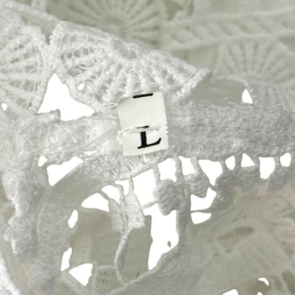 Lace High Neck Long Sleeve Dress White Size Large - Picture 6 of 7